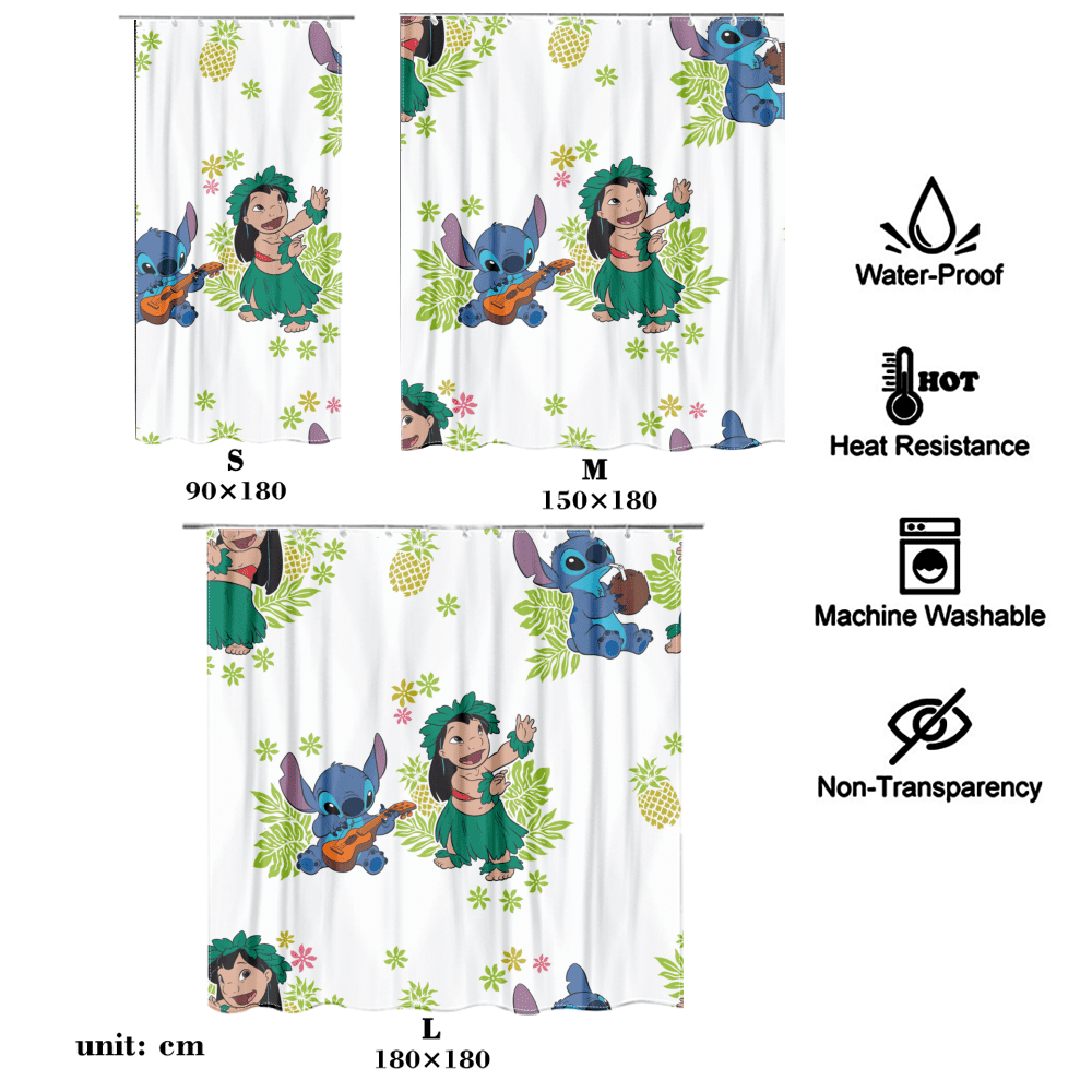 Stitch Shower Curtain Distinctive Mould Proof Lovely Shower Curtain Liner for Family for Home ...
