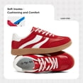 thumbnail image 4 of LUCKY STEP Womens Retro Suede Sneakers Gum Sole Low-Top Casual Shoes,Red&White, 4 of 9