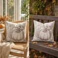thumbnail image 5 of Btomtd Pumpkin Throw Pillow Cover 18 x 18 Inch, Fall Thanksgiving Couch Pillow Cases, Decorative Cushion Cover for Sofa Porch, Gray, 5 of 6