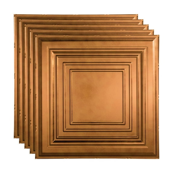 Fasade Trad 3 2ft x 2ft Vinyl Lay In Ceiling Tile Antique Bronze 5pk