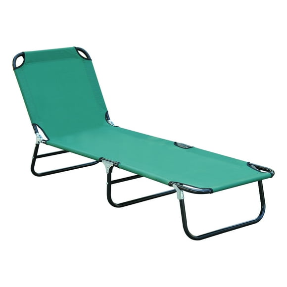 Outsunny Folding Lounge Chair, Tanning Chair w/ Adjustable Back, Green