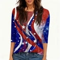 thumbnail image 4 of Women's 250th Anniversary USA Shirt Patriotic American Flag Print Crew Neck 3/4 Sleeve T-Shirt, 4 of 5