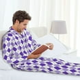thumbnail image 6 of KLL Purple argyle Sleepwear Mens Flannel Pajamas,Long Cotton Pj Set-Small, 6 of 7