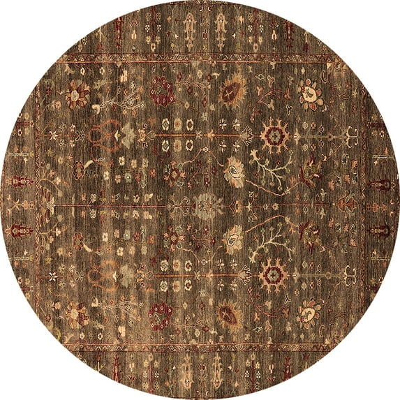 Ahgly Company Indoor Round Oriental Brown Industrial Area Rugs, 3' Round