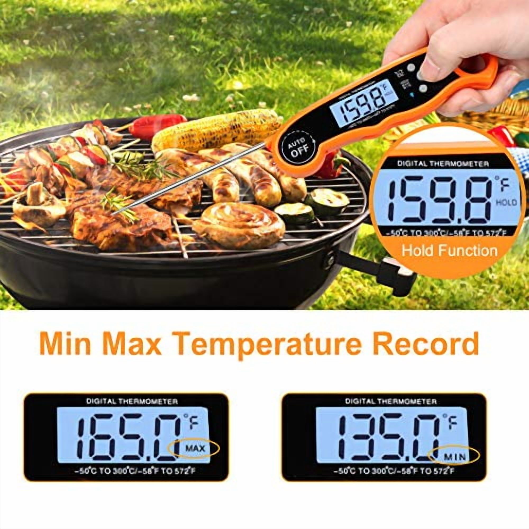Thermometer - CA001 Digital Oven Cooking Food Min Max Thermometer Magnetic Waterproof with Backlight for Adults Kitchen Grill Steak Outdoor BBQ Barbecue Baking$$Home Decor, Kitchen, & Other