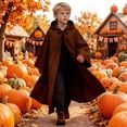 thumbnail image 3 of Odeerbi Teen Boys Girls Halloween Long Hooded Cape Cloak Solid Color Witch Robe for Party Dress Up, 3 of 5