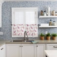 thumbnail image 6 of Christmas Pink Kitchen Curtains and Valances Set, Xmas Tree Santa Claus Snowflake Rod Pocket Window Valance 18 Inch Window Curtain Panels for Living Room Bedroom Laundry, 27.5x24in, 3 Pieces, 6 of 7