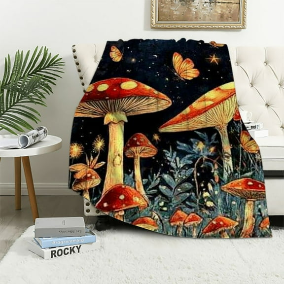 BCIIG Mushroom Throw Blanket Gifts for Adults, Mushroom Themed Gifts for Mushroom Lover, Christmas Birthday Gifts for Women Men, Vintage Mushroom Throw Decor for Living Room Couch 40x50in