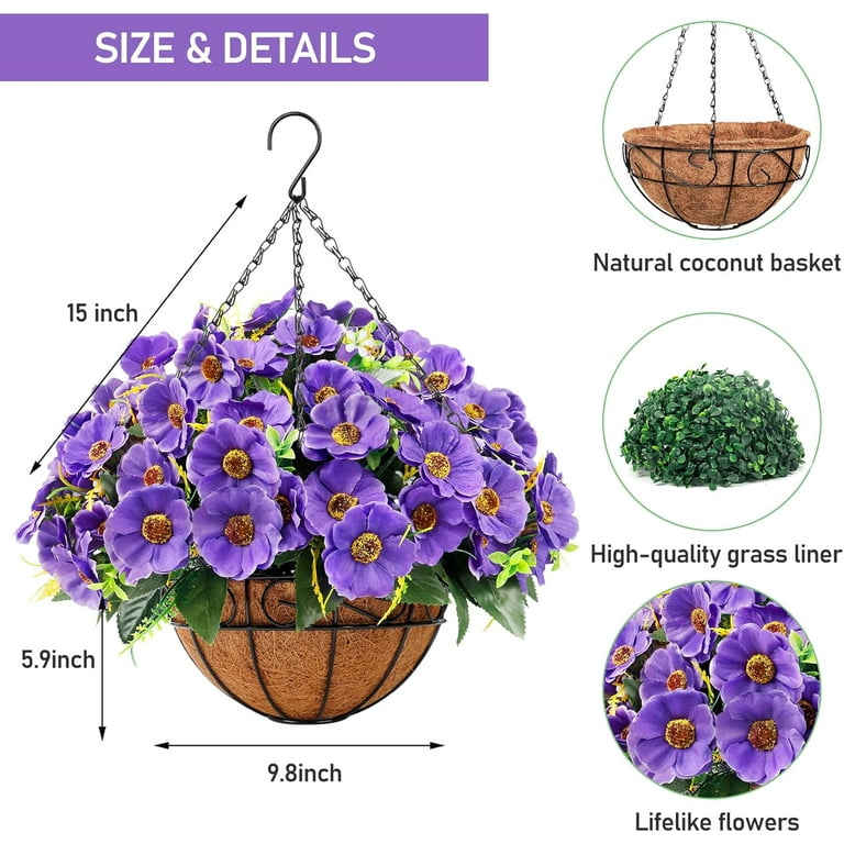 Hanging Baskets with Artificial Flowers,Outdoor uv Resistant