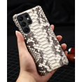 thumbnail image 1 of Funda trasera de cuero para teléfono Samsung Galaxy S22 S23 Ultra Plus, protector de piel auténtica de piel de pitón Boa, con botón abierto qym unisex, 1 of 2