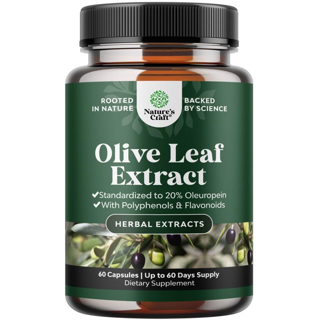 Suplemento de extracto de hoja de olivo artesanal de Natures con un 20% de oleuropeína