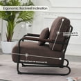 thumbnail image 6 of Mcombo Modern Accent Chairs, Armchair with Steel Legs, Leathaire Lounge Chairs for Living Room Office HQ102(Brown), 6 of 8