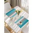 thumbnail image 5 of Turquoise Wood Grain Placemats Set of 6, Country Retro Wooden Plank Gray Placemats for Dining Table, Place Mats for Kitchen Tabletop, Waterproof Wipeable Dining Table Mats Set, 5 of 9