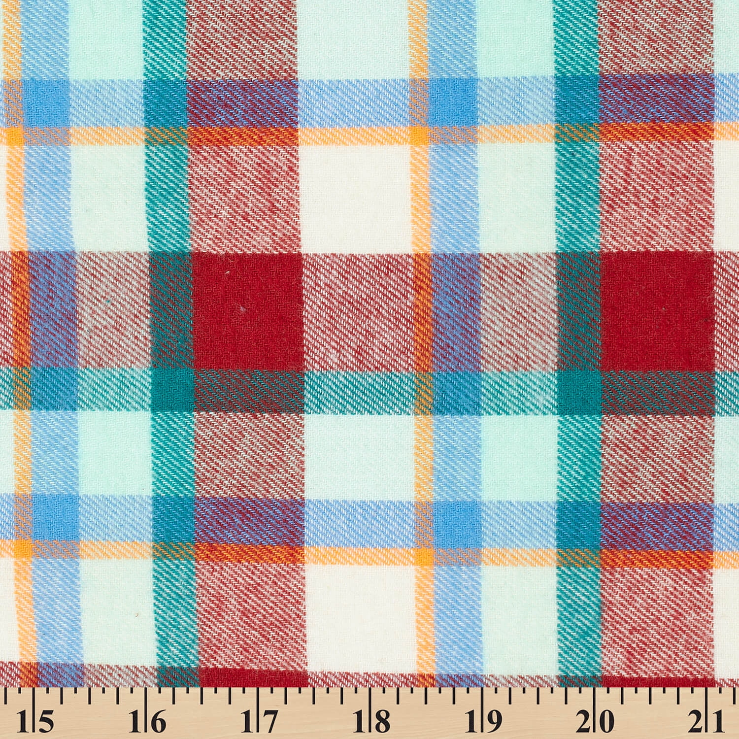 Flannel Brushed Hypoallergenic Cotton Tartan Plaid Geometric #19 Yarn Dyed Fabric By The Yard To Sew Apparel, Accessories, & Décor - Burgundy / Blue / Beige (10 Yards)