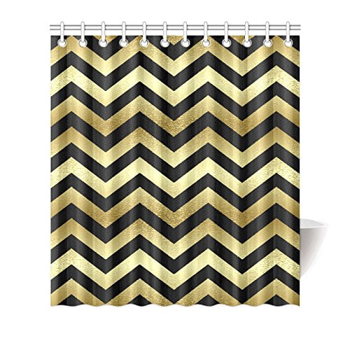 MKHERT (Not Real Glitter Chevron Zig Zag Black and Gold Pattern House