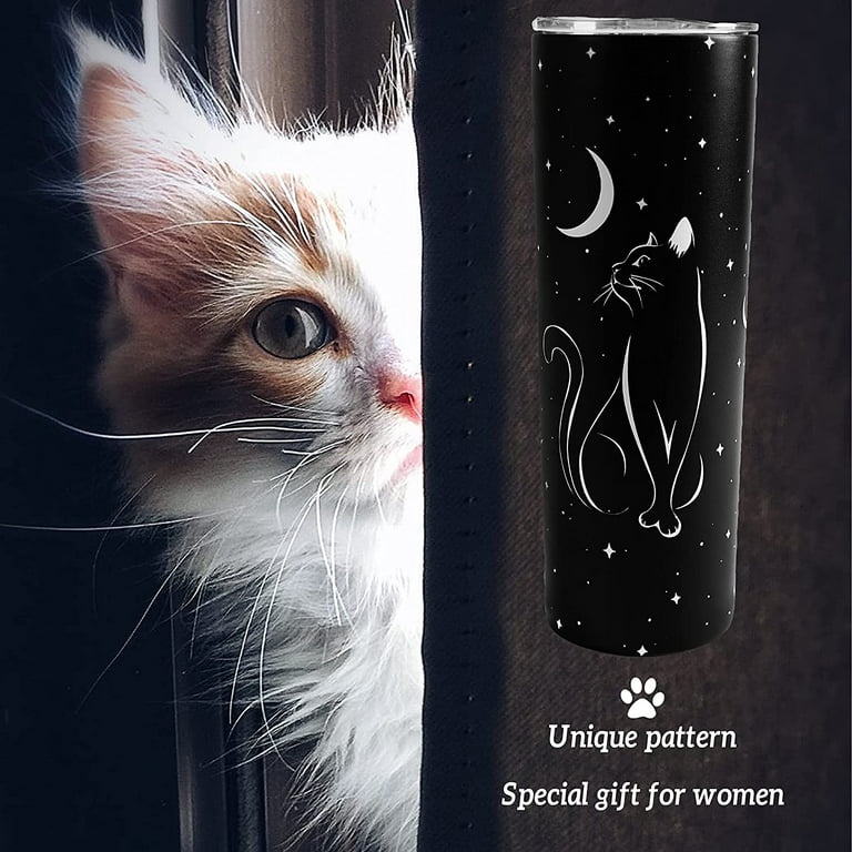 Cat Tumbler,Goth Tumbler,Witchy Halloween Gifts for Women,Black