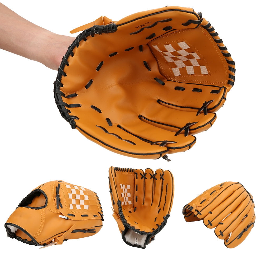 Florecebien Pvc Thicken Baseball Glove Training Competition Gloves For Adults Children Brown 10.5inch Brown