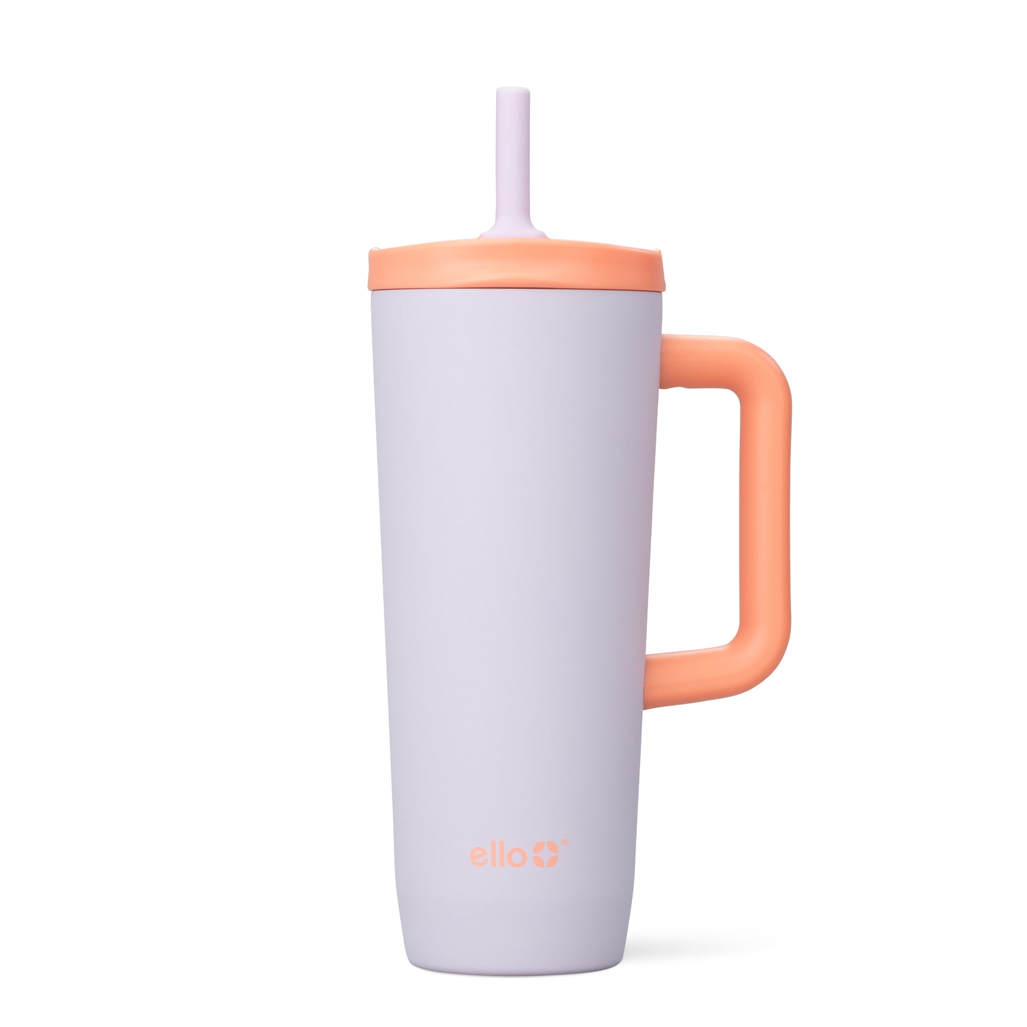 Ello Ultra Clean 24oz Stainless Steel Tumbler with Handle and Bottle Bag Sling with Adjustable Strap, Floral Tango