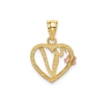 thumbnail image 3 of 14k Gold Two-Tone Virgo Heart Pendant Necklace with Rose Gold Flower, Zodiac Sign Jewelry for Women, Astrological Symbol Accessory, Feminine Scripted Design, 3 of 6