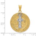 thumbnail image 4 of 14k Yellow Gold with Rhodium Solid With Rhodium Circle St. Benedict Medal Charm Pendant, 4 of 7