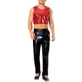 thumbnail image 2 of INSPIRE CHIC Shiny Tank Tops for Men's Sleeveless Tee Shirt Party Disco Metallic Crop Vest XL Red, 2 of 4