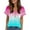 Light Blue, variant on WTOBBY Women's Ombre Dye Raglan Sleeve Casual Pullover Top, V-Neck Short Sleeve Blouse with Geometric Print for Outdoor Activities,Purple 2XL