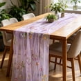 thumbnail image 3 of Dongrere Floral Table Runner Embroidery Tulle Spring Floral Table Runner Transparent Long Table Scarf for Wedding Shower Dining Table Party Mantel Decor, 27.5x71 Inch, Purple, 3 of 6