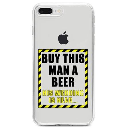 DistinctInk Clear Shockproof Hybrid Case for iPhone 7 PLUS / 8 PLUS (5.5 Screen) TPU Bumper Acrylic Back Tempered Glass Screen Protector - Buy This Man a Beer His Wedding is Near