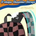 thumbnail image 5 of Pink and Black Wavy Checkered Pattern 17" School Backpacks for Teens,Waterproof Oxford Fabric,S-Shape Padded Straps for School,Travel,Hiking,Camping, 5 of 6