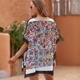 thumbnail image 5 of Otomi Fabric Mexico Art Women's Swimsuit Coverup Summer Beach Cover Up Bathing Suit Dress, 5 of 6