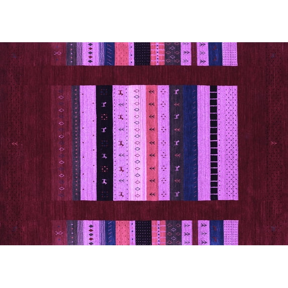 Ahgly Company Indoor Rectangle Abstract Purple Contemporary Area Rugs, 2' x 5'