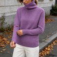 thumbnail image 7 of Kaemgyyd Women's Turtleneck Sweaters Fall Fitted Long Sleeve Basic Tops Fashion Knitted Layering Outfit（Purple,X-Large）, 7 of 7