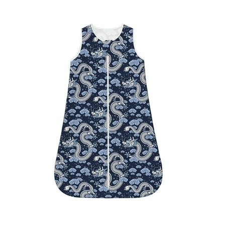 

Fotbe Dragon Pattern Sleep Sack - Baby Wearable Blanket with Zipper Extra Soft Cotton Sleeveless Sleeping Bag for Infants-Medium