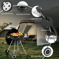 thumbnail image 3 of 28 Inch Portable Charcoal Grill with Wheels,Storage Holder, Porcelain-Enameled Lid,Ash Catcher,Thermometer, Round Barbecue Stove for Outdoor Party Camping Picnic, Black, 3 of 7