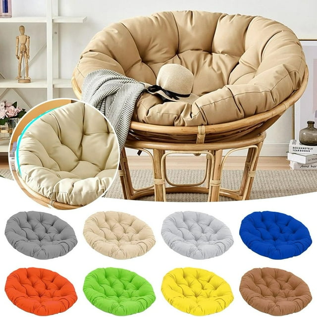 CNKOO Coussins de Chaise Oeuf Balançoire Extérieur Grand Coussin de Siège de Chaise Hamac Suspendue avec Appuie-Tête Réglable Imperméable Grand Coussin Rond en Rotin pour Chaise Papasan