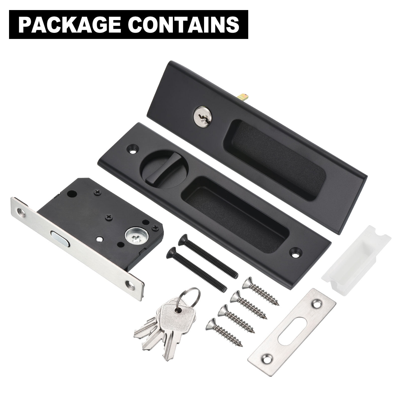 Unique Bargains Sliding Door Lock Invisible Recessed Handle Latch Door Hardware Lock Black