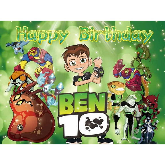 Ben 10 Backdrop Banner Party Supplies Poster Movie Theme Background for Photography Kids Birthday Decorations