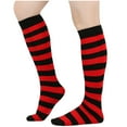 thumbnail image 2 of HBGVBA Women's Stripe Knee Length Socks,Fall Winter Warm Socks,Casual Thermal Mid Calf Comfortable Cotton Socks, 2 of 3