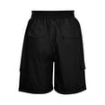 thumbnail image 4 of Daeful Linen Shorts Summer Casual Cargo Short Ladies Solid Stretch Loose Bottoms Black M, 4 of 7