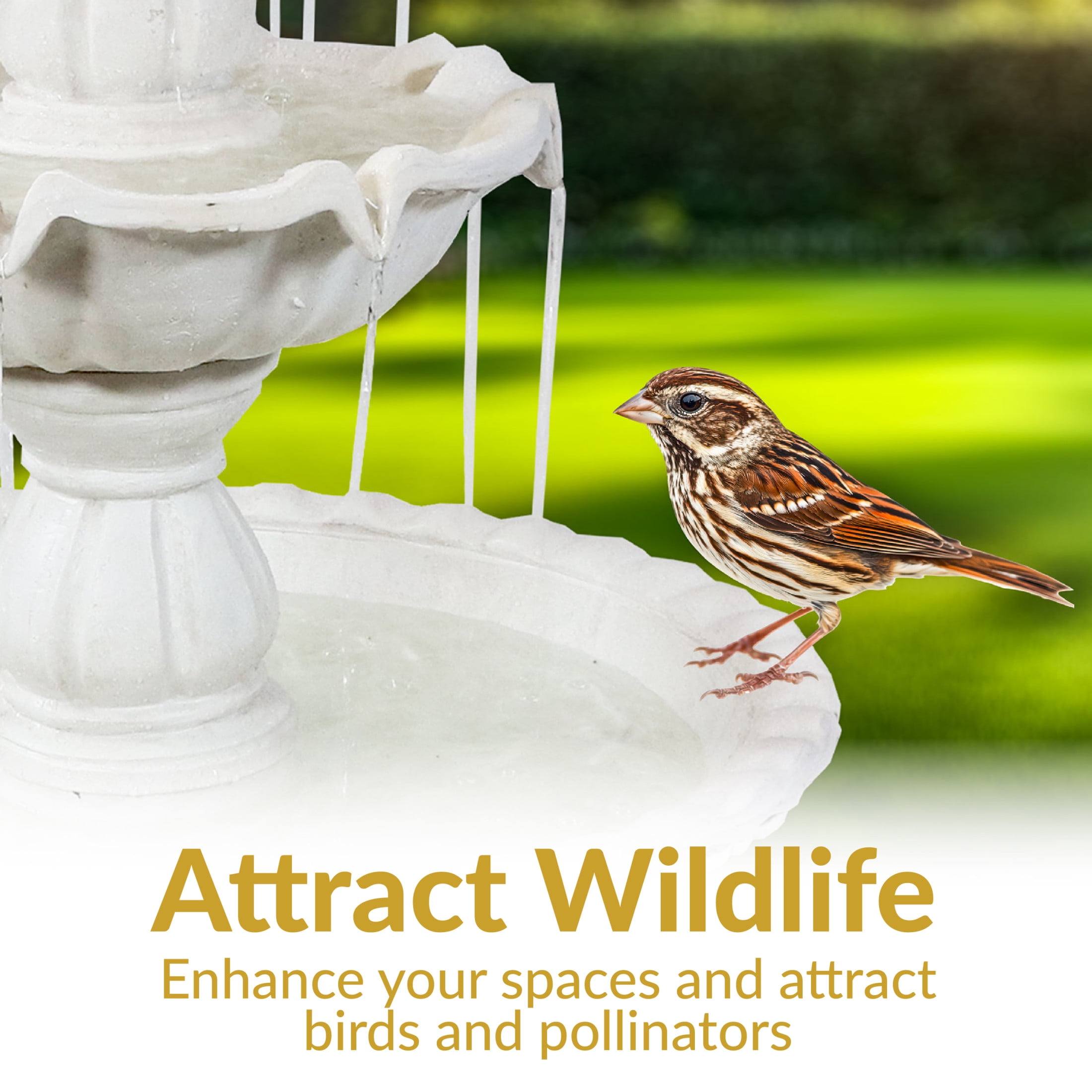 Sunnydaze Welcome Traditional White Fiberglass 3-Tiered Outdoor Water Fountain