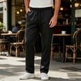 thumbnail image 2 of HOMADLES Men's Quick Dry Sweatpants Elastic Waist Drawstring Straight Leg Casual Pants Lightweight Breathable Sports Pants Black Size 5XL, 2 of 5