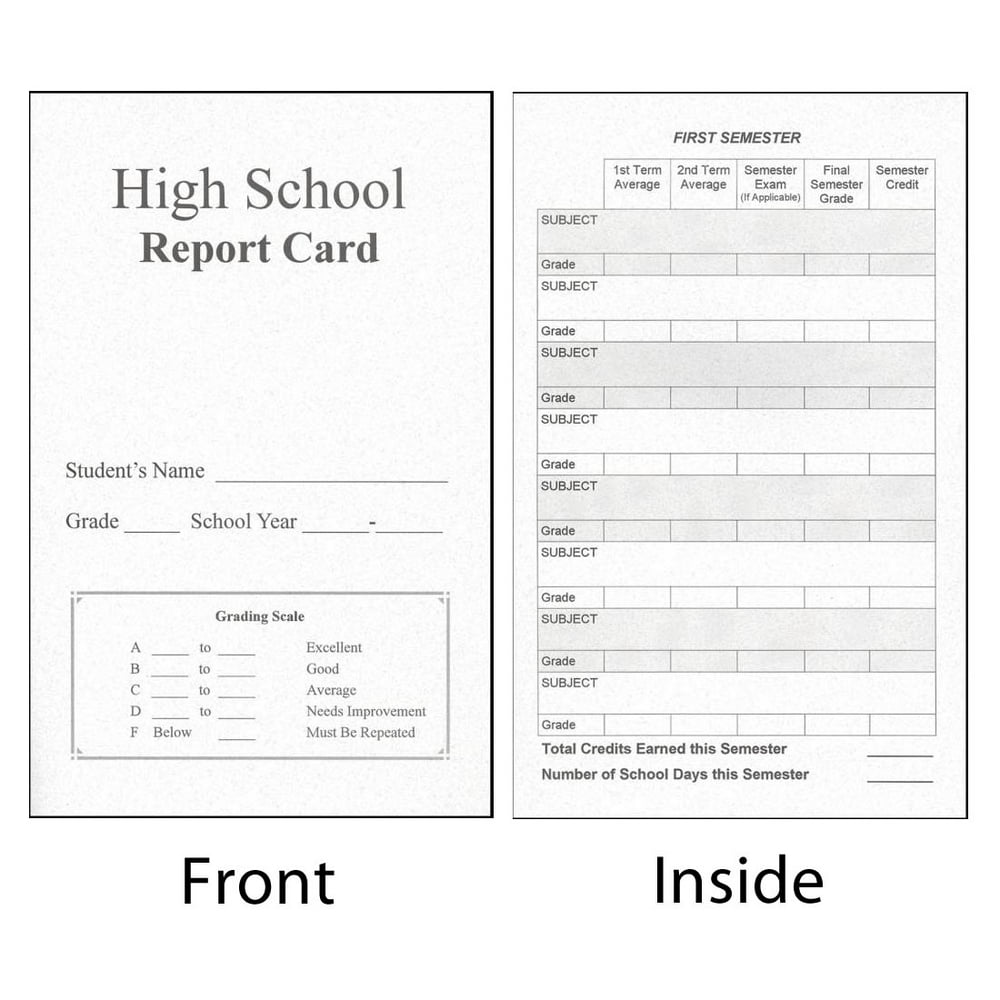 HIGH SCHOOL REPORT CARD