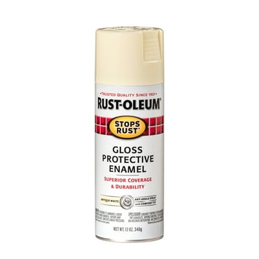 Antique White, Rust-Oleum Stops Rust Gloss Protective Enamel Spray Paint-7794830, 12 oz, 6 Pack