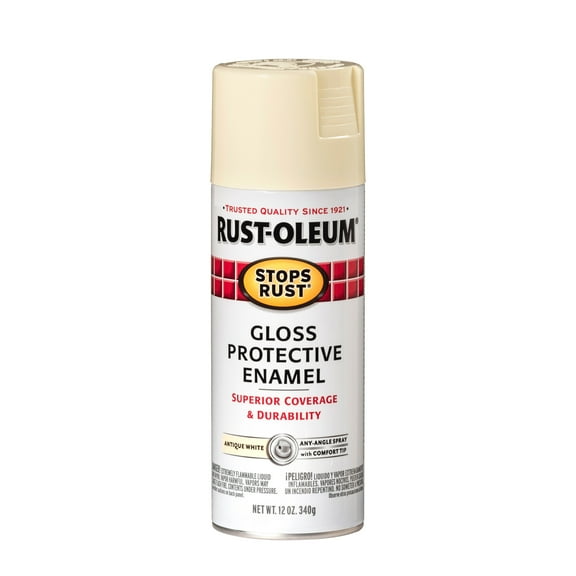 6 Pack, Antique White, Rust-Oleum Stops Rust Gloss Protective Enamel Spray Paint-7794830, 12 oz