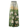 thumbnail image 4 of WTOBBY Women's Casual High Waisted Wide Leg Pants with Pockets Featuring Floral Print, Perfect for Everyday Comfort, Stylish Occasions and Effortless Summer Fashion ,Green XL, 4 of 5