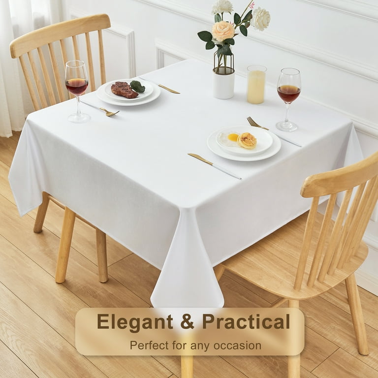 Inosoo Faux Linen Square Tablecloth, 36x36 In, White photo 2