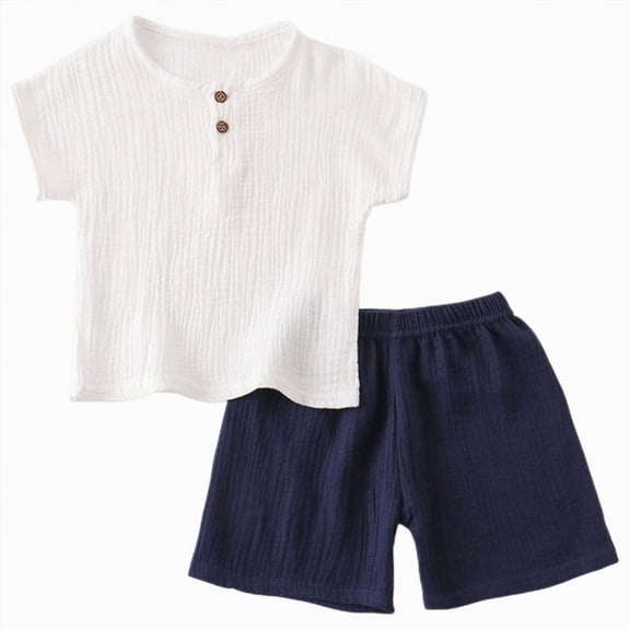 TOWED22 Toddler Baby Boy Shark Summer Clothes Set Short Sleeve Graphic Tee Casual Shorts Navy,12-18 M