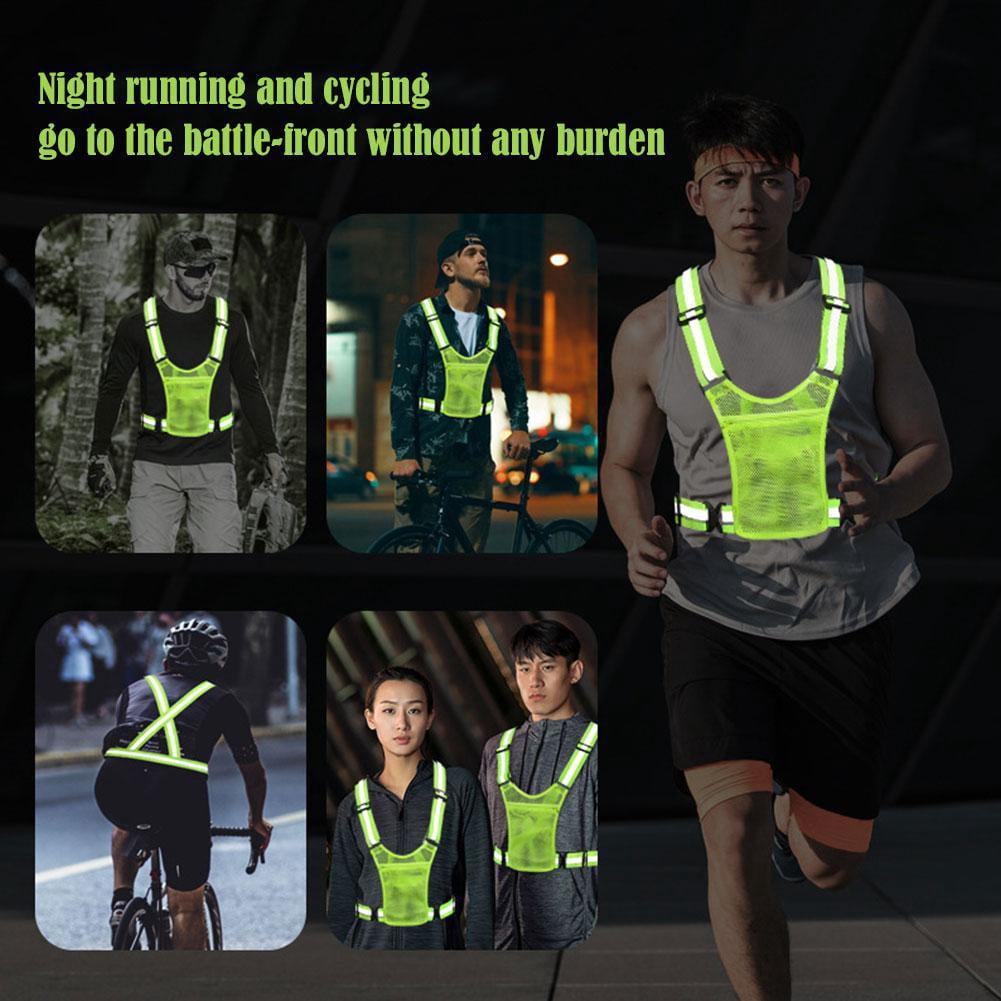 Reflective Safety Vest with Storage Pocket, Adjustable High Visibility Running Vest for Night Walking, Cycling, Hiking Outdoor Safety