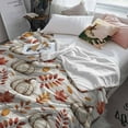 thumbnail image 3 of Fall White Pumpkins Red Maple Leaf Wood Grain Thanksgiving Throw Flannel Blanket 40x50In Super Soft Cozy Bed Blanket, Lightweight Plush Fuzzy Bed Throw for Bedroom Sofa Couch Living Room, 3 of 4
