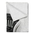 thumbnail image 2 of Vintage Soft Flannel Fleece Throw Blanket, Motorcycle Adventure Words and Ornate Lines Contemporary New Graphic Design, Cozy Plush for Indoor and Outdoor Use, 50" x 60", Grey, by Ambesonne, 2 of 5